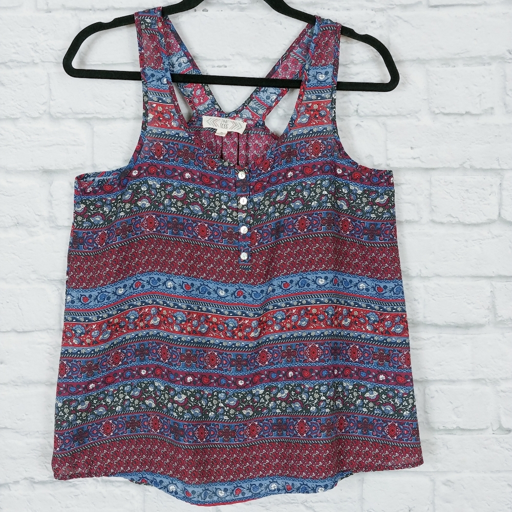 Pink Rose T Back Lightweight Sleeveless Tank Top